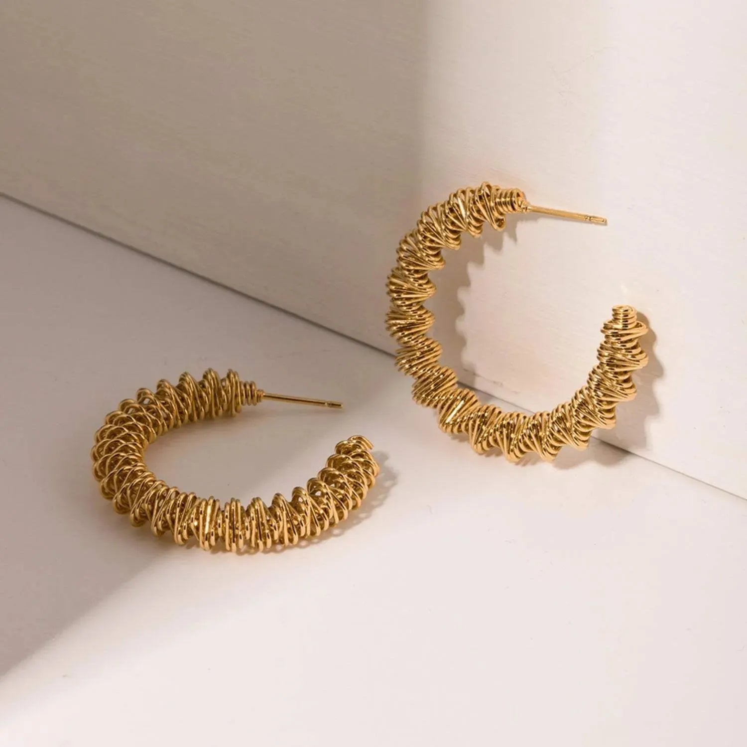 18K Gold-Plated Stainless Steel C-Hoop Earrings Earrings - Tophatter Daily Deals