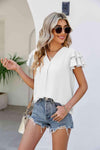 V-Neck Layered Flutter Sleeve Top Blouses - Tophatter Daily Deals