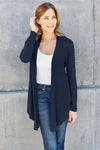 Basic Bae Full Size Open Front Long Sleeve Cardigan Dark Navy Blouses - Tophatter Daily Deals