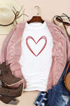 Heart Round Neck Short Sleeve T-Shirt Women's T-Shirts - Tophatter Daily Deals