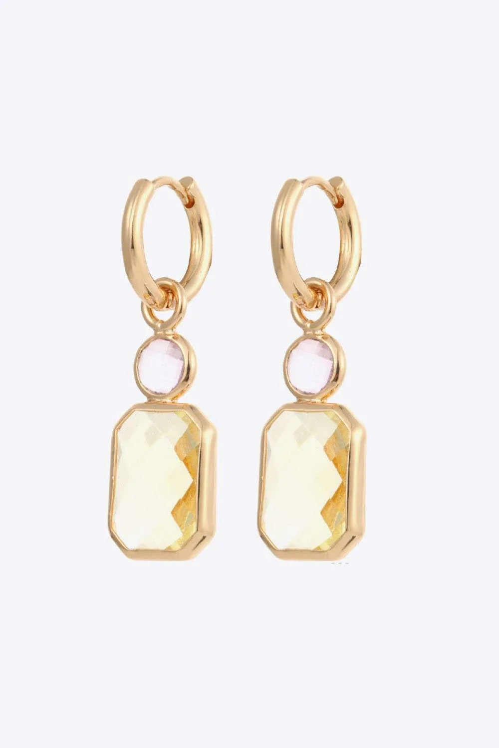 Glass Stone Decor Copper Earrings Pastel Yellow One Size Earrings - Tophatter Daily Deals