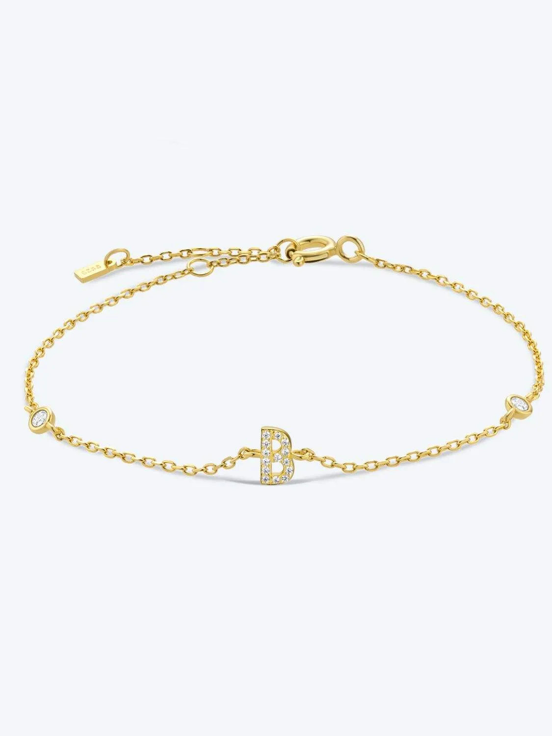 A To F Zircon 925 Sterling Silver Bracelet B-Gold One Size Bracelets - Tophatter Daily Deals