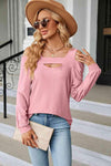 Cold Shoulder Square Neck Cutout Blouse Blouses - Tophatter Daily Deals