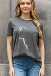 Simply Love Full Size Cat Graphic Cotton Tee Charcoal Women's T-Shirts - Tophatter Daily Deals