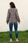 Floral Flounce Sleeve Round Neck Blouse Blouses - Tophatter Daily Deals