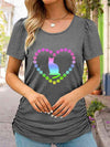 Full Size Cat Heart Graphic Short Sleeve T-Shirt Charcoal Women's T-Shirts - Tophatter Daily Deals