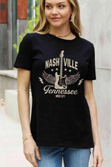 Simply Love Simply Love Full Size NASHVILLE TENNESSEE MUSIC CITY Graphic Cotton Tee Women's T-Shirts - Tophatter Daily Deals