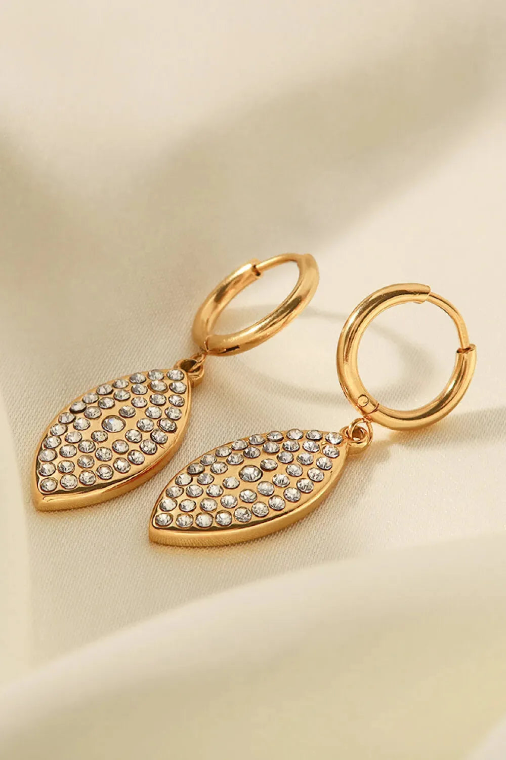 Inlaid Rhinestone Leaf Drop Earrings Earrings - Tophatter Daily Deals