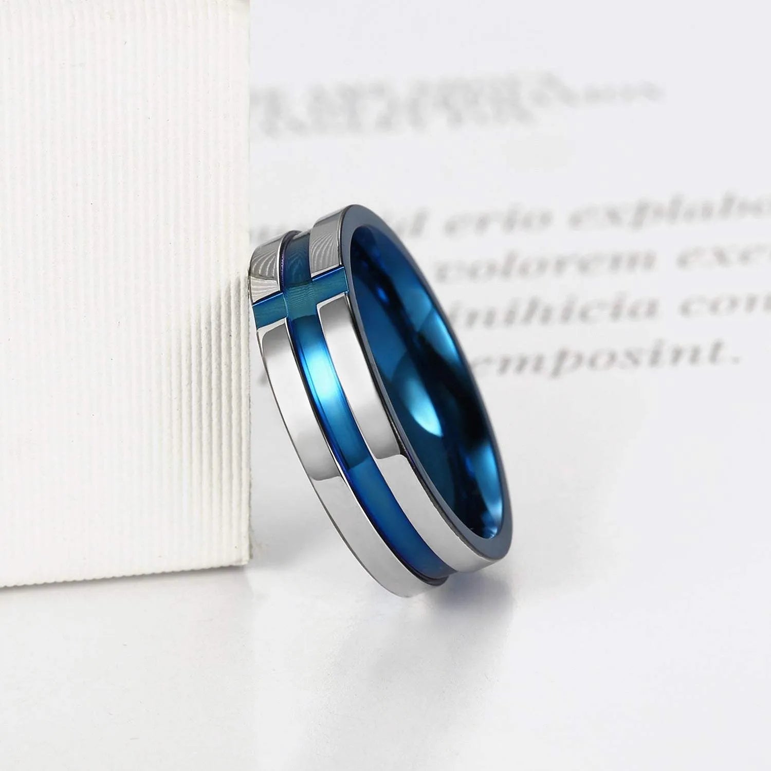 Contrast Titanium Steel Ring Rings - Tophatter Daily Deals