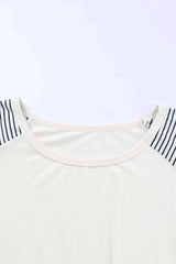 Plus Size Mixed Print Raglan Sleeve Round Neck Top Blouses - Tophatter Daily Deals