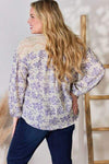 Hailey & Co Full Size Lace Detail Printed Blouse Blouses - Tophatter Daily Deals