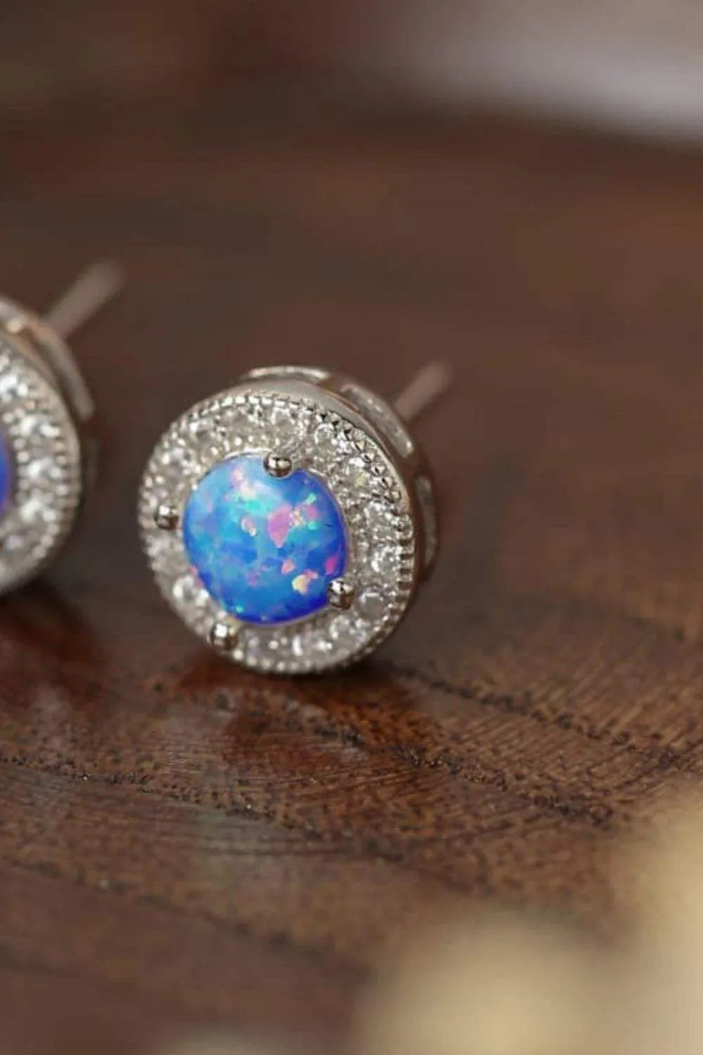 Opal 4-Prong Round Stud Earrings Opal - Tophatter Daily Deals