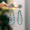 Flower Artificial Turquoise Teardrop Earrings Silver One Size Earrings - Tophatter Daily Deals