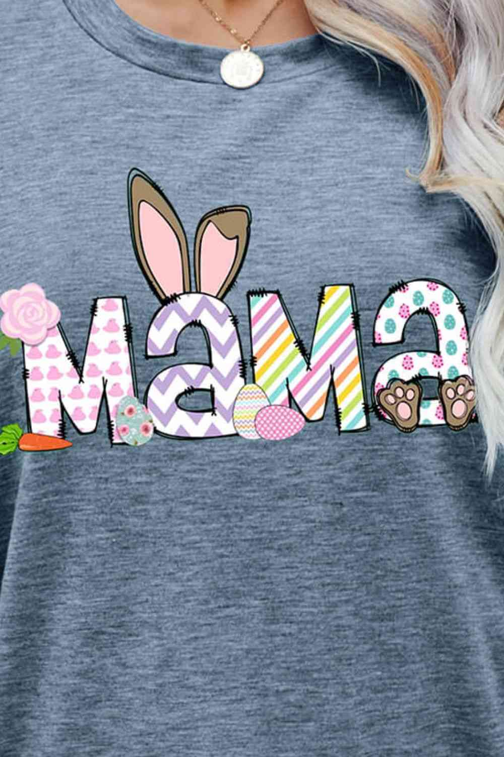 Easter MAMA Graphic Round Neck T-Shirt Women's T-Shirts - Tophatter Daily Deals