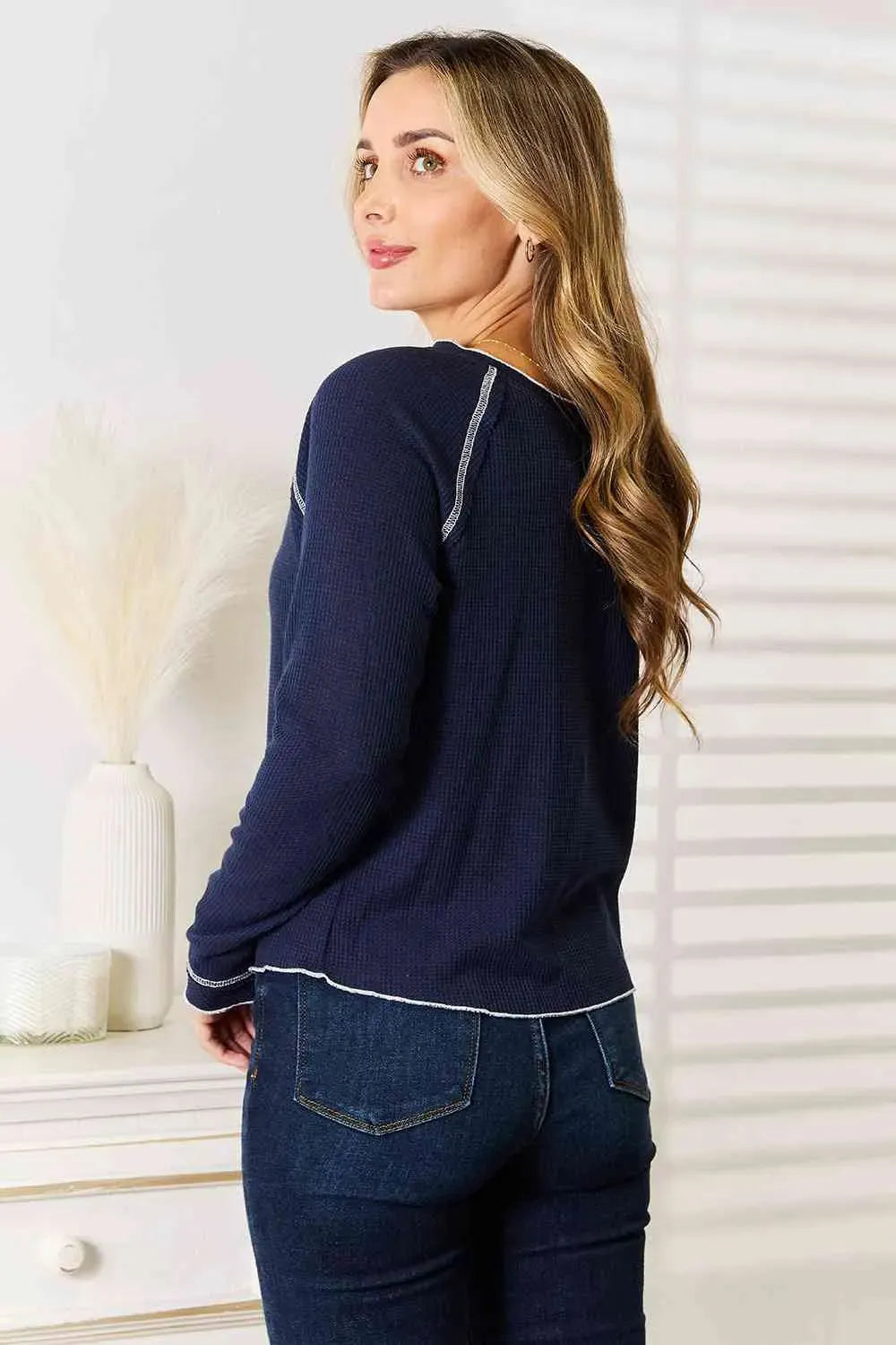 Basic Bae Long Raglan Sleeve Round Neck Top Blouses - Tophatter Daily Deals