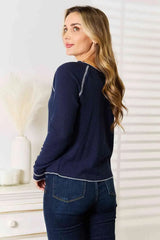Basic Bae Long Raglan Sleeve Round Neck Top Blouses - Tophatter Daily Deals