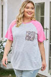 Plus Size Striped Leopard Round Neck T-Shirt Women's T-Shirts - Tophatter Daily Deals