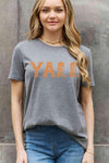 Simply Love Simply Love Full Size YALL Graphic Cotton Tee Charcoal Women's T-Shirts - Tophatter Daily Deals