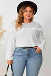 Plus Size Ruffled Round Neck Long Sleeve Blouse White Blouses - Tophatter Daily Deals