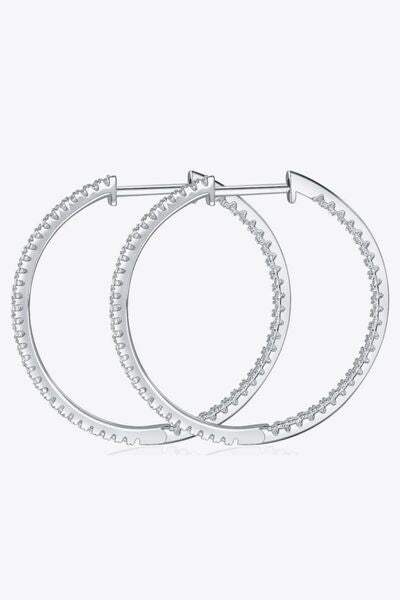 Adored Inlaid Moissanite 925 Sterling Silver Hoop Earrings Moissanite - Tophatter Daily Deals