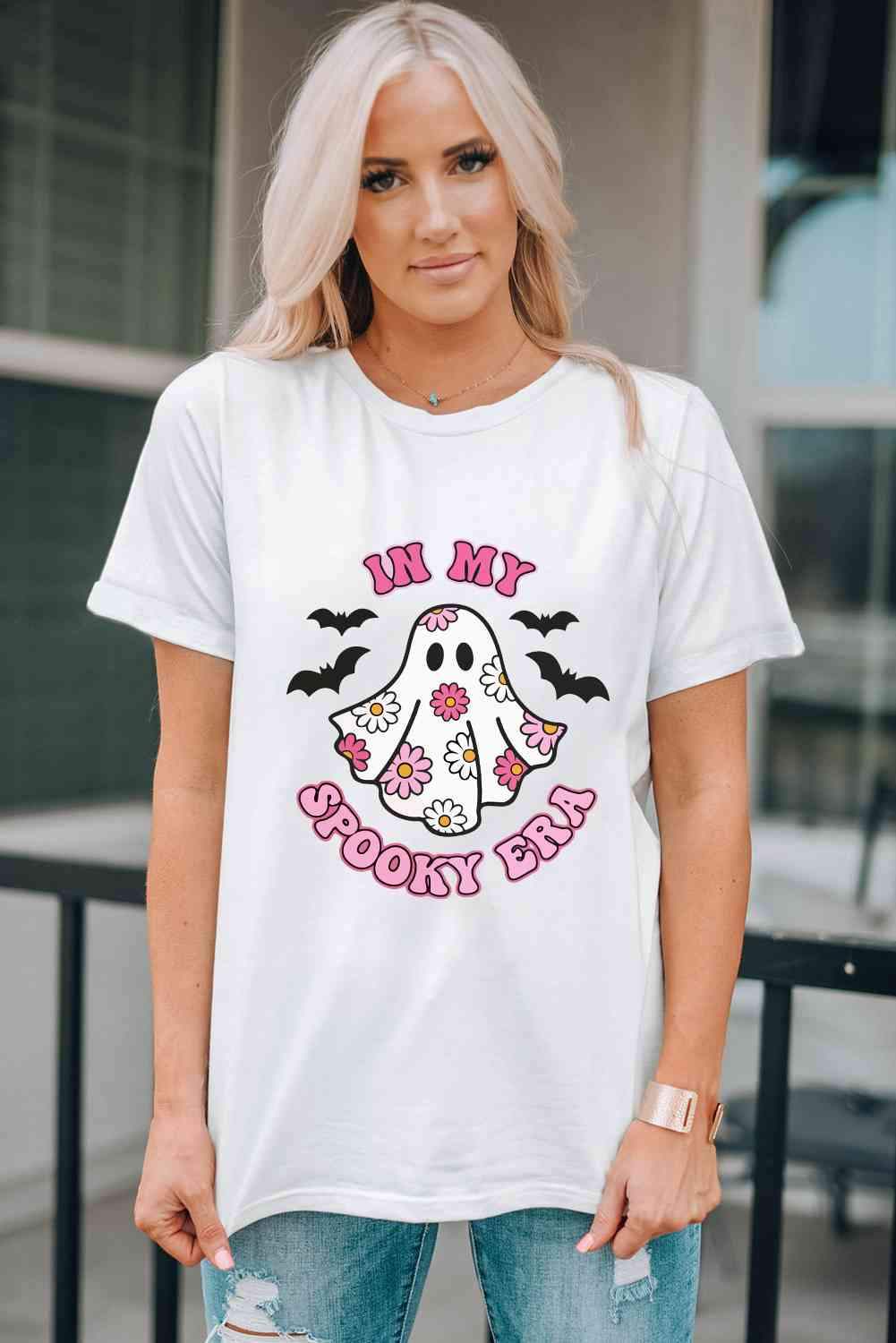 IN MY SPOOKY ERA Graphic T-Shirt White Women's T-Shirts - Tophatter Daily Deals