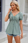 Eyelet Drawstring Short Sleeve T-Shirt Women's T-Shirts - Tophatter Daily Deals