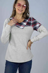 Asymmetrical Plaid Print Long Sleeve Tee Women's T-Shirts - Tophatter Daily Deals