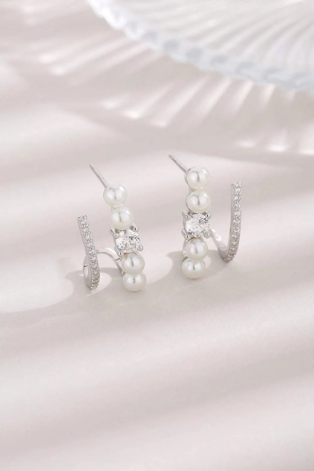 Synthetic Pearl 925 Sterling Silver Earrings Earrings - Tophatter Daily Deals