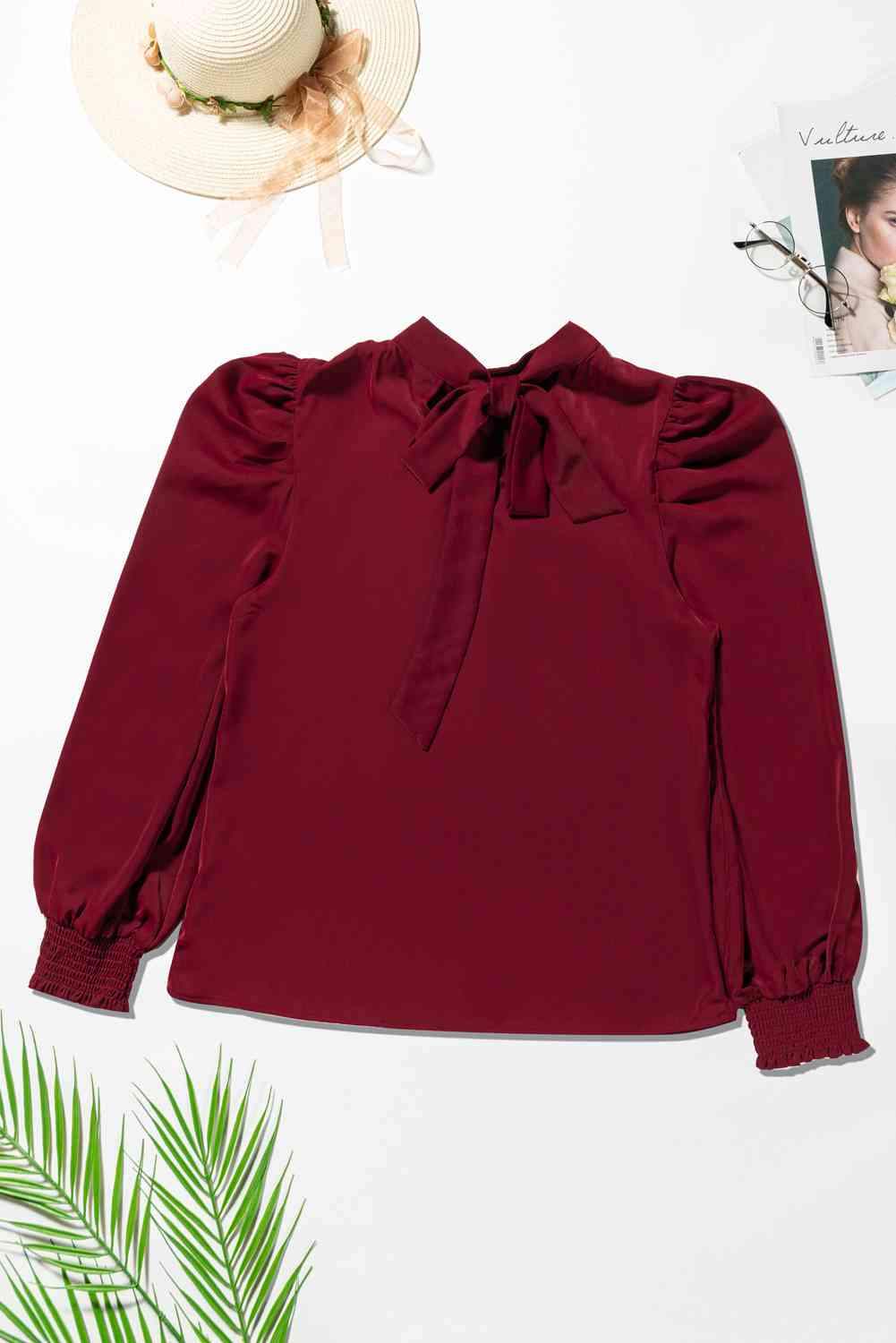 Mock Neck Puff Sleeve Blouse Blouses - Tophatter Daily Deals