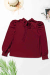 Mock Neck Puff Sleeve Blouse Blouses - Tophatter Daily Deals