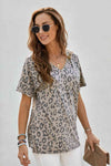 Leopard V-Neck Tee with Pocket Women's T-Shirts - Tophatter Daily Deals