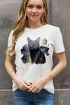 Simply Love Full Size Black Cat Graphic Cotton Tee Women's T-Shirts - Tophatter Daily Deals