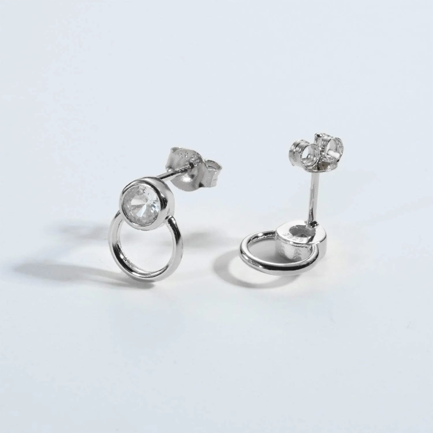 Inlaid Zircon 925 Sterling Silver Stud Earrings Earrings - Tophatter Daily Deals