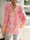 Floral Tie Neck Puff Sleeve Blouse Blouses - Tophatter Daily Deals