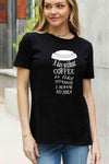 Simply Love Full Size Slogan Graphic Cotton Tee Black Women's T-Shirts - Tophatter Daily Deals