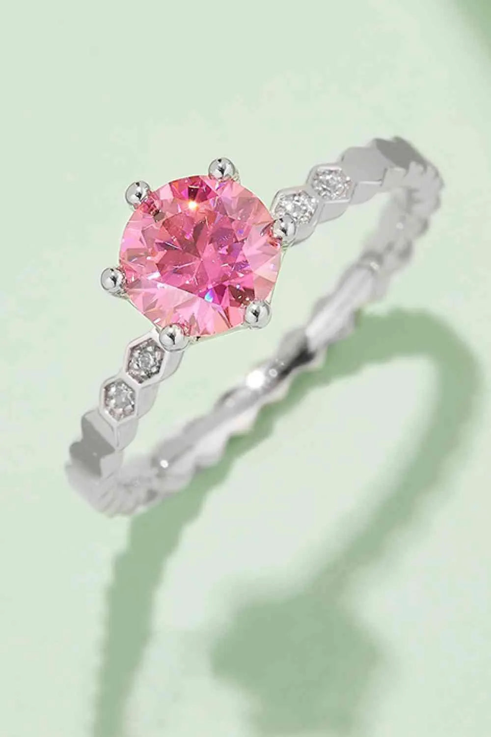 1 Carat Moissanite 6-Prong 925 Sterling Silver Ring Deep Rose Moissanite - Tophatter Daily Deals