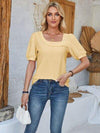 Eyelet Asymmetrical Neck Short Sleeve T-Shirt Women's T-Shirts - Tophatter Daily Deals