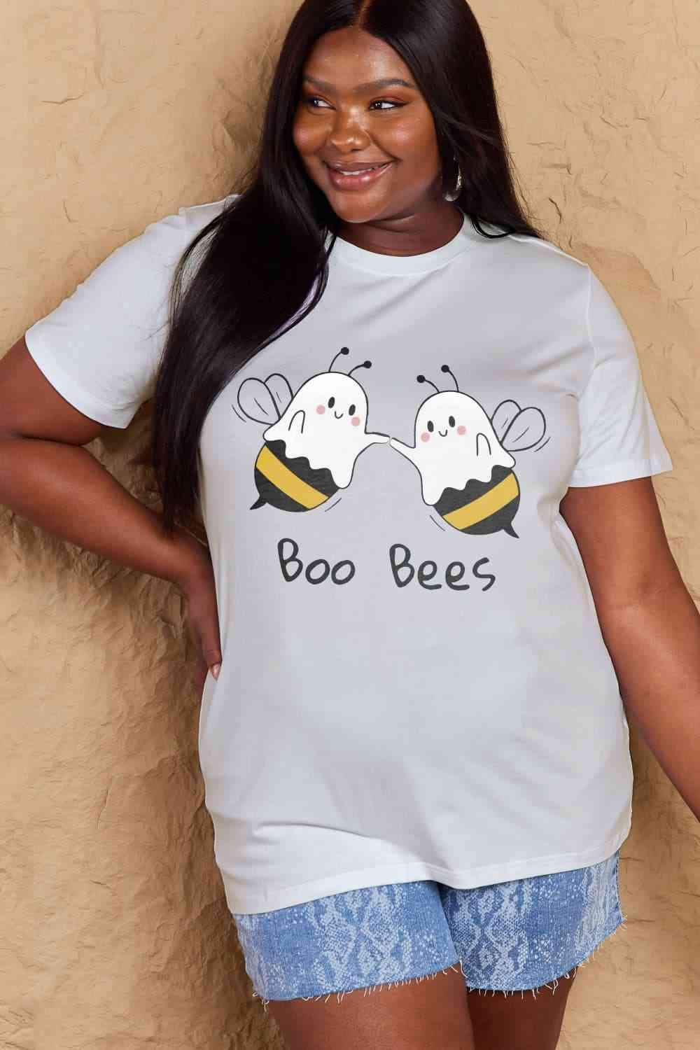 Simply Love Full Size BOO BEES Graphic Cotton T-Shirt Women's T-Shirts - Tophatter Daily Deals