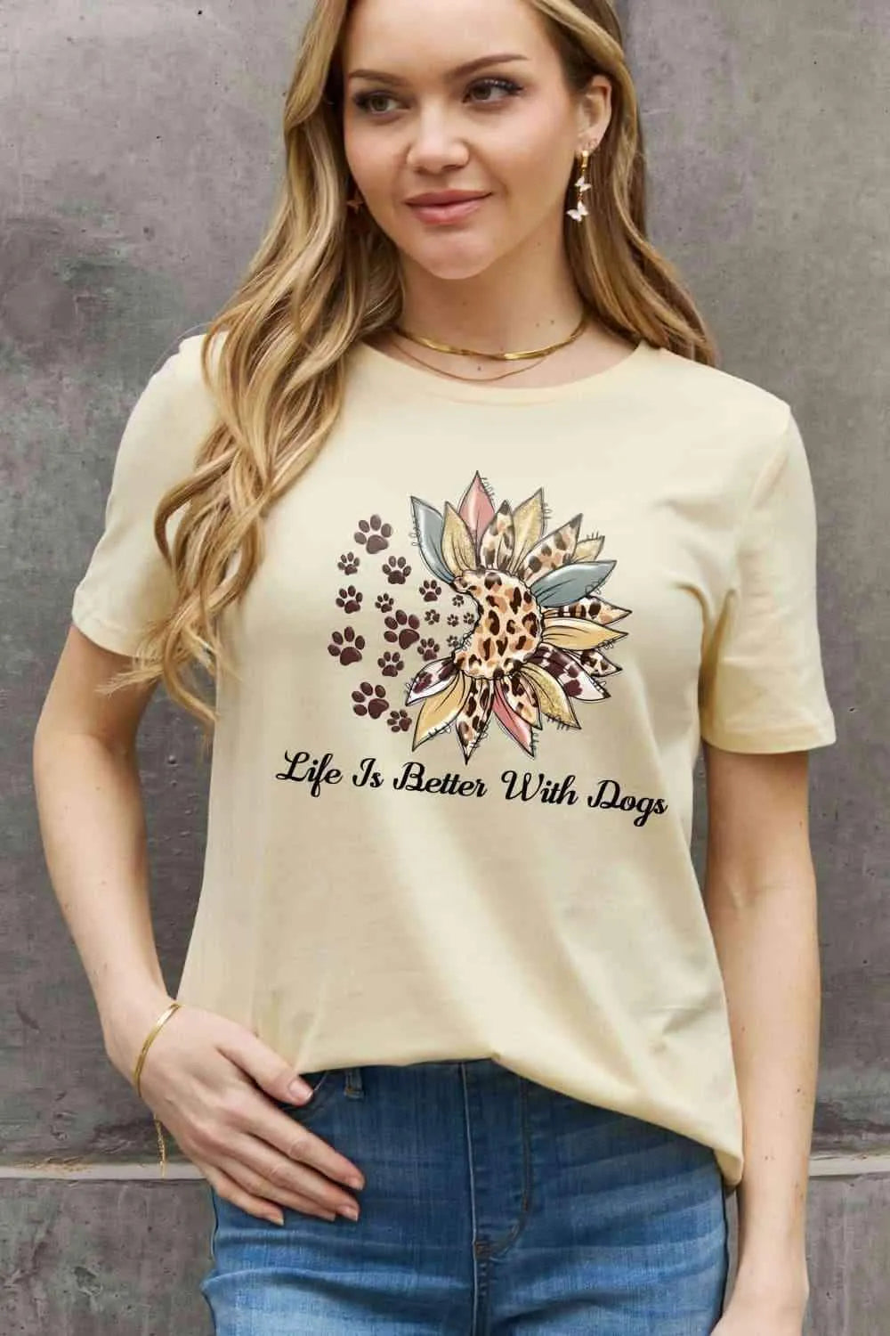 Simply Love Simply Love Full Size LIFE IS BETTER WITH DOGS Graphic Cotton Tee Women's T-Shirts - Tophatter Daily Deals