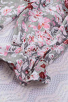 Printed Tie Neck Flounce Sleeve Top Blouses - Tophatter Daily Deals