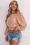 Floral Frill Trim Smocked Off-Shoulder Top Blouses - Tophatter Daily Deals