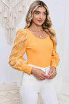 Round Neck Puff Floral Sleeve Blouse Blouses - Tophatter Daily Deals