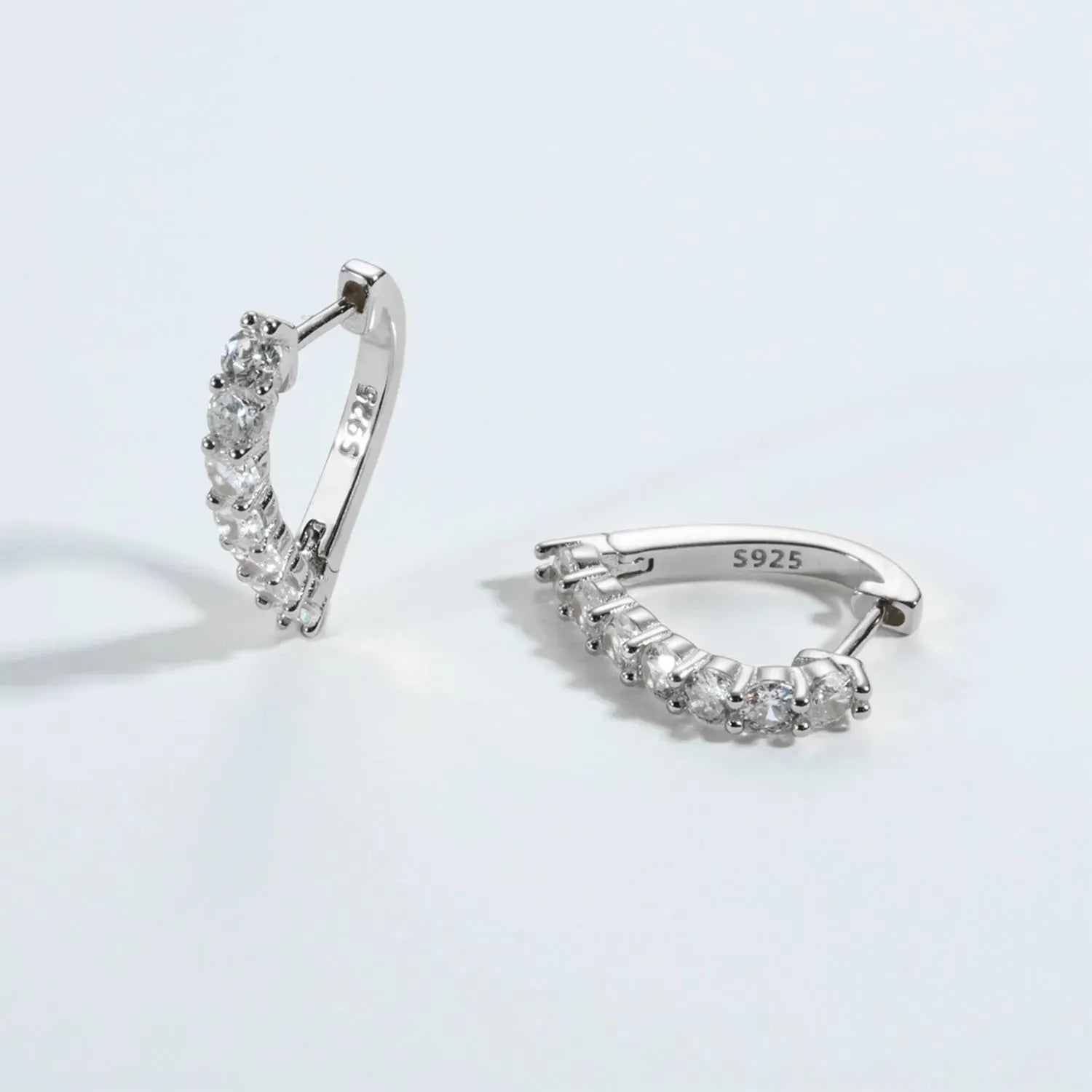Inlaid Zircon 925 Sterling Silver Heart Earrings Earrings - Tophatter Daily Deals