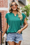 Ruffled Notched Cap Sleeve T-Shirt Women's T-Shirts - Tophatter Daily Deals