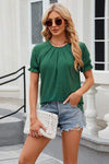 Round Neck Flounce Sleeve T-Shirt Mid Green Women's T-Shirts - Tophatter Daily Deals