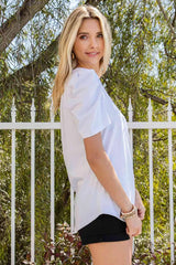 Puff Sleeve V-Neck Tee Blouses - Tophatter Daily Deals
