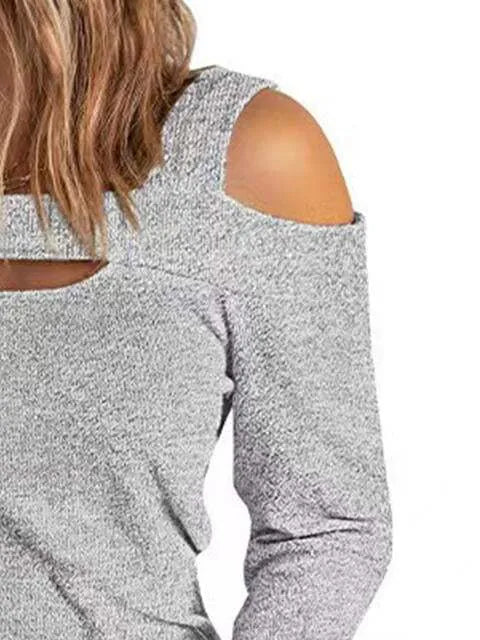 Full Size Cutout Cold Shoulder Blouse Blouses - Tophatter Daily Deals
