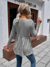 Waffle-Knit V-Neck Long Sleeve Blouse Blouses - Tophatter Daily Deals