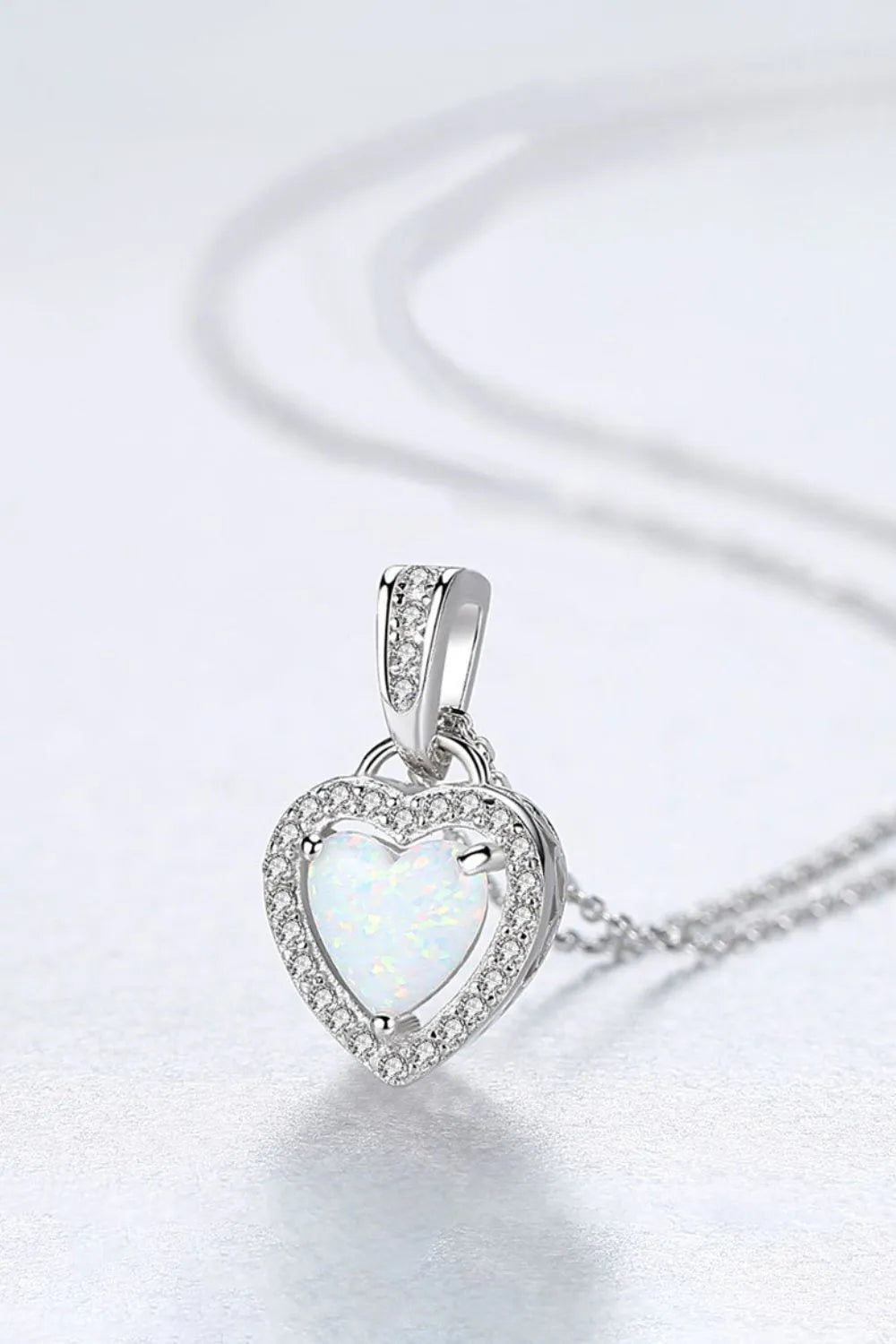 Opal Heart Pendant 925 Sterling Silver Necklace Opal - Tophatter Daily Deals