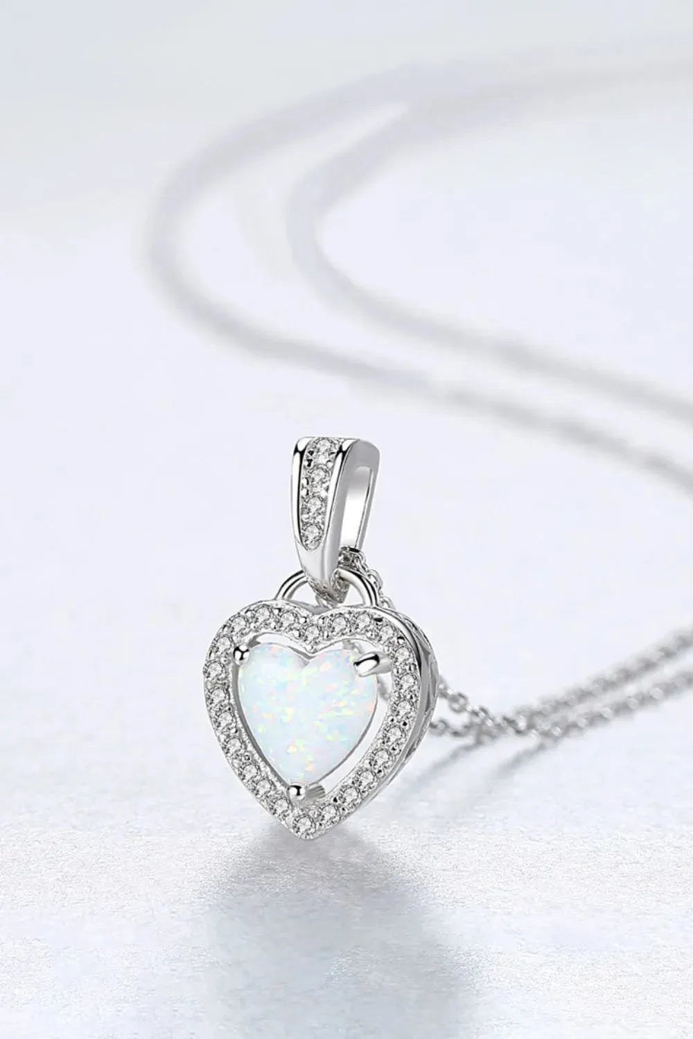 Opal Heart Pendant 925 Sterling Silver Necklace Opal - Tophatter Daily Deals